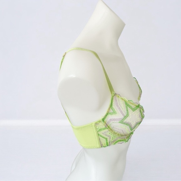 Savage X Fenty Lace Bra Lime Green Embroidered – Size 32C - Picture 4 of 10